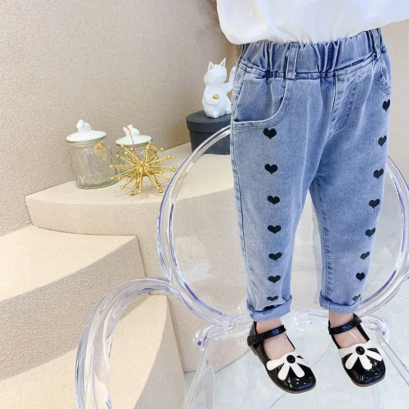 【90-140cm】ファッションカジュアルデニムパンツボトムス