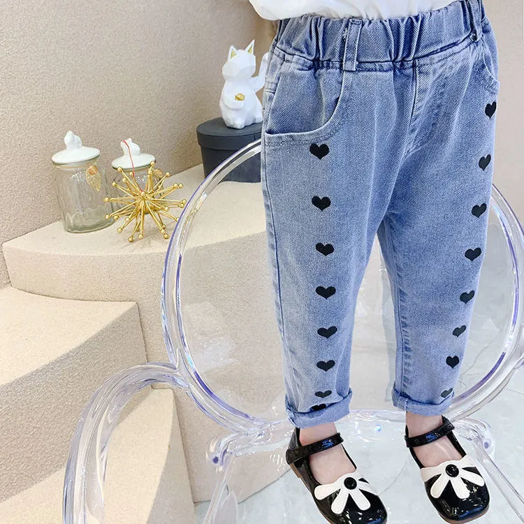【90-140cm】ファッションカジュアルデニムパンツボトムス