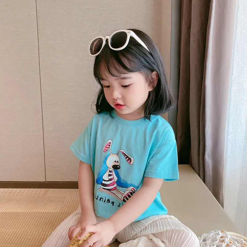 【残りわずか】【90-140】話題沸騰中 カートゥーン プリント シンプル 韓国系 半袖 夏 子供 服 女の子 Ｔシャツ