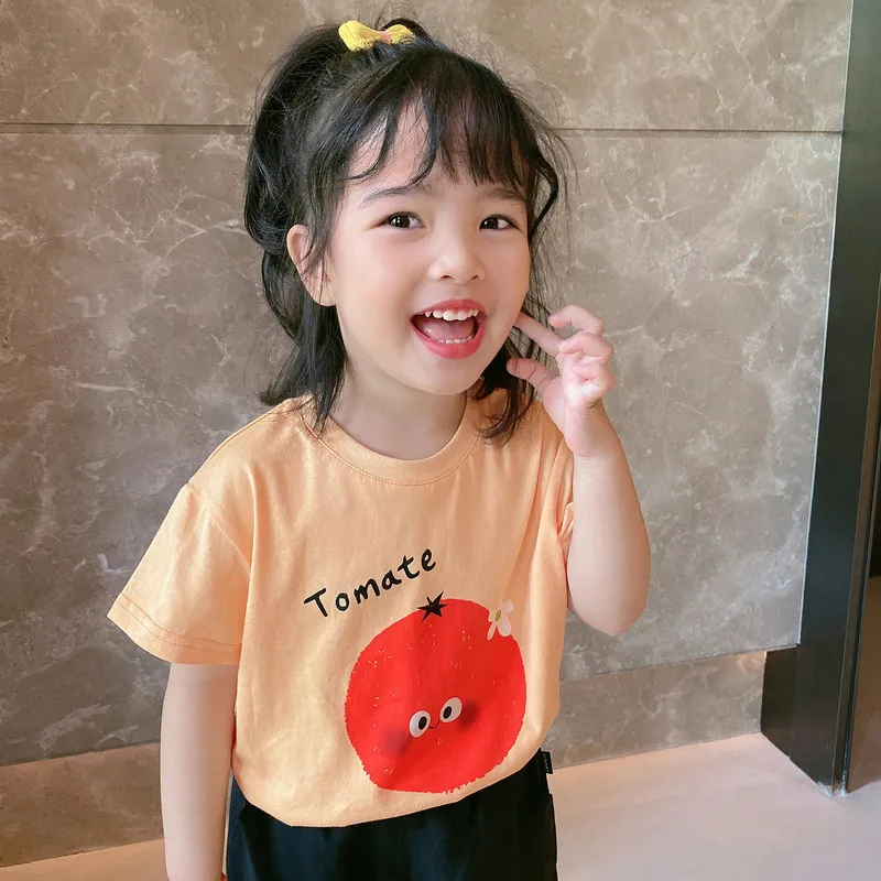 【残りわずか】【90-140】話題沸騰中 カートゥーン プリント シンプル 韓国系 半袖 夏 子供 服 女の子 Ｔシャツ