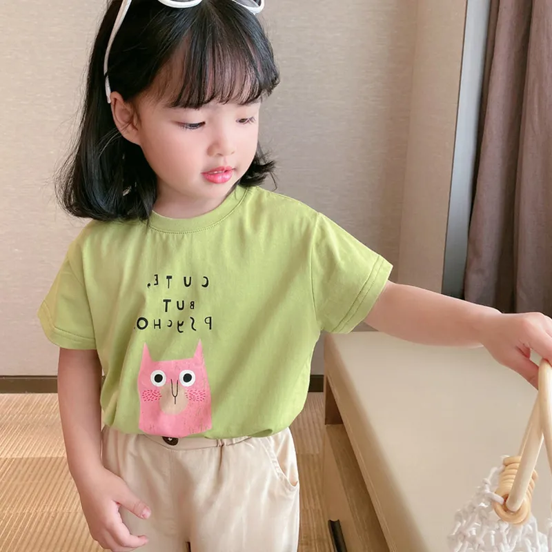 【残りわずか】【90-140】話題沸騰中 カートゥーン プリント シンプル 韓国系 半袖 夏 子供 服 女の子 Ｔシャツ