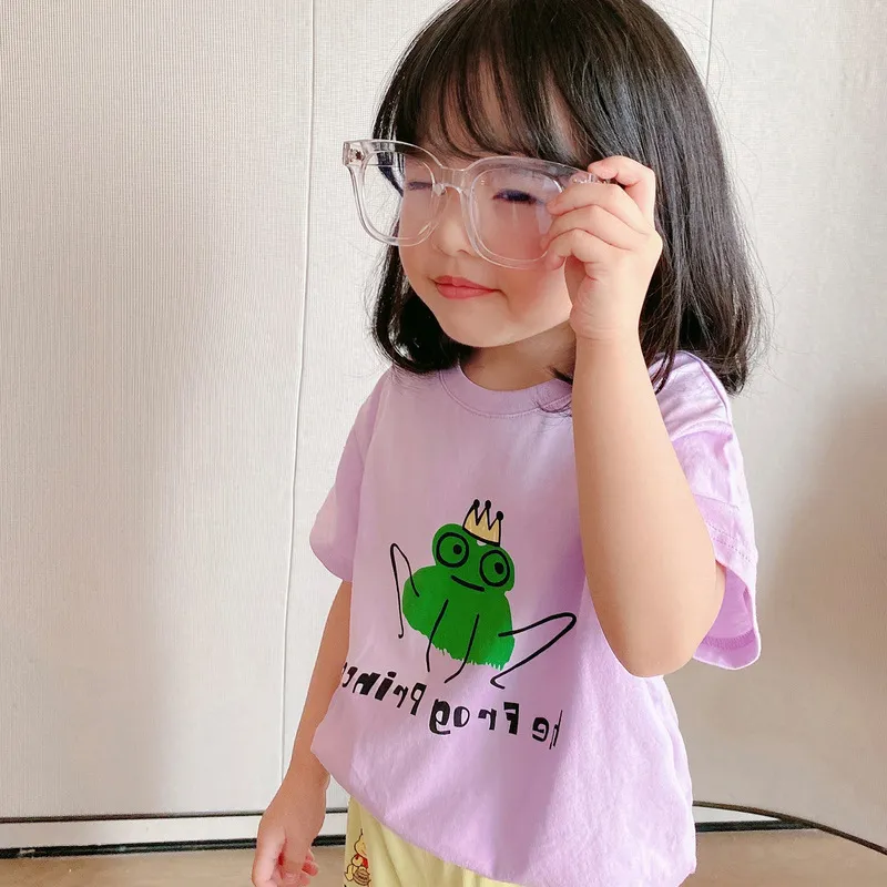 【残りわずか】【90-140】話題沸騰中 カートゥーン プリント シンプル 韓国系 半袖 夏 子供 服 女の子 Ｔシャツ