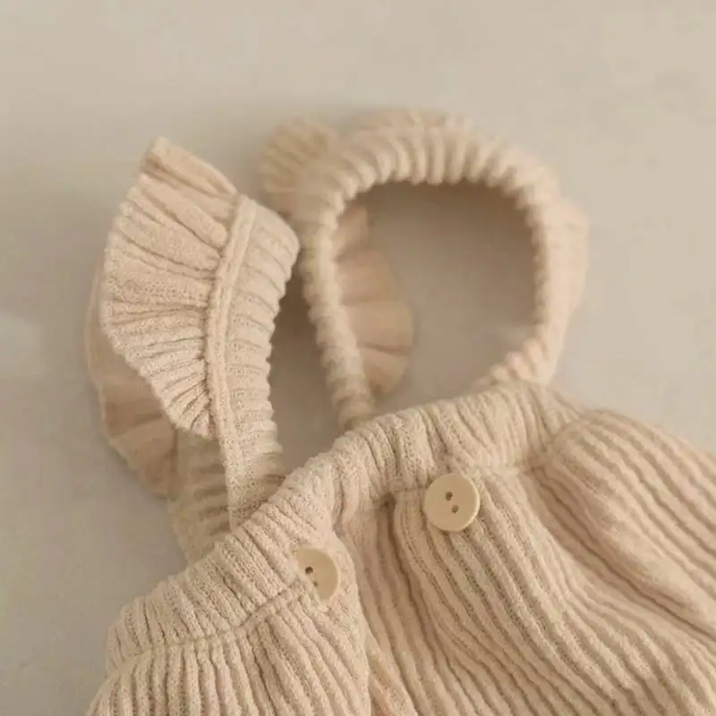 【66-90】春新作INS映え可愛いフリルニットサロペット