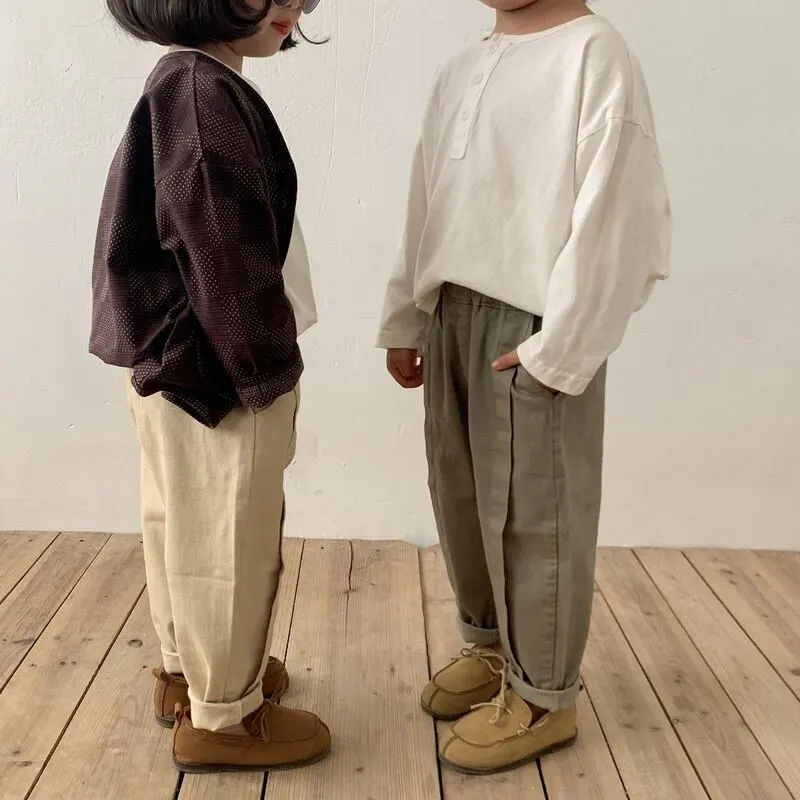 【90-120】カジュアルルーズロングパンツ