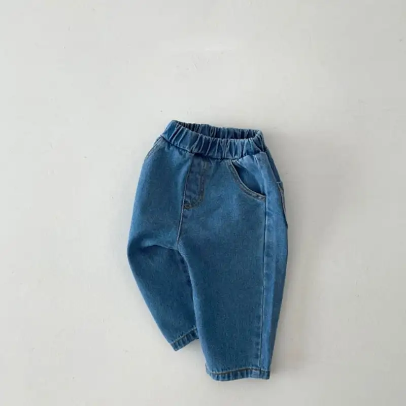 【73-100cm】新作 ポッケット付きコットンベビーデニムパンツ