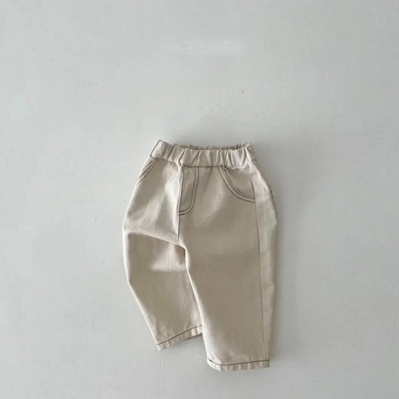 【73-100cm】新作 ポッケット付きコットンベビーデニムパンツ