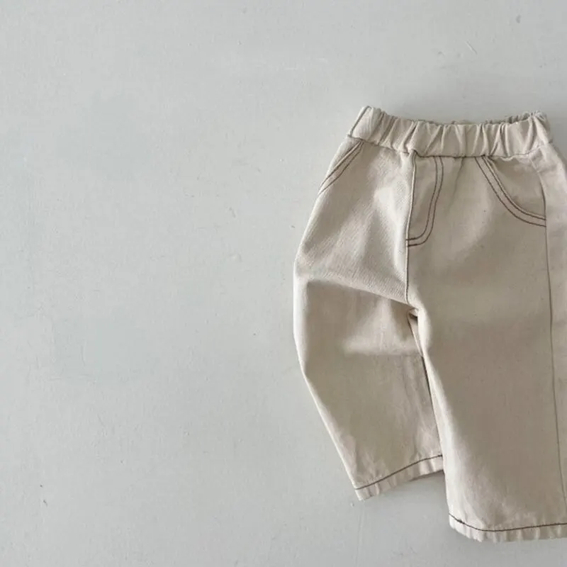 【73-100cm】新作 ポッケット付きコットンベビーデニムパンツ