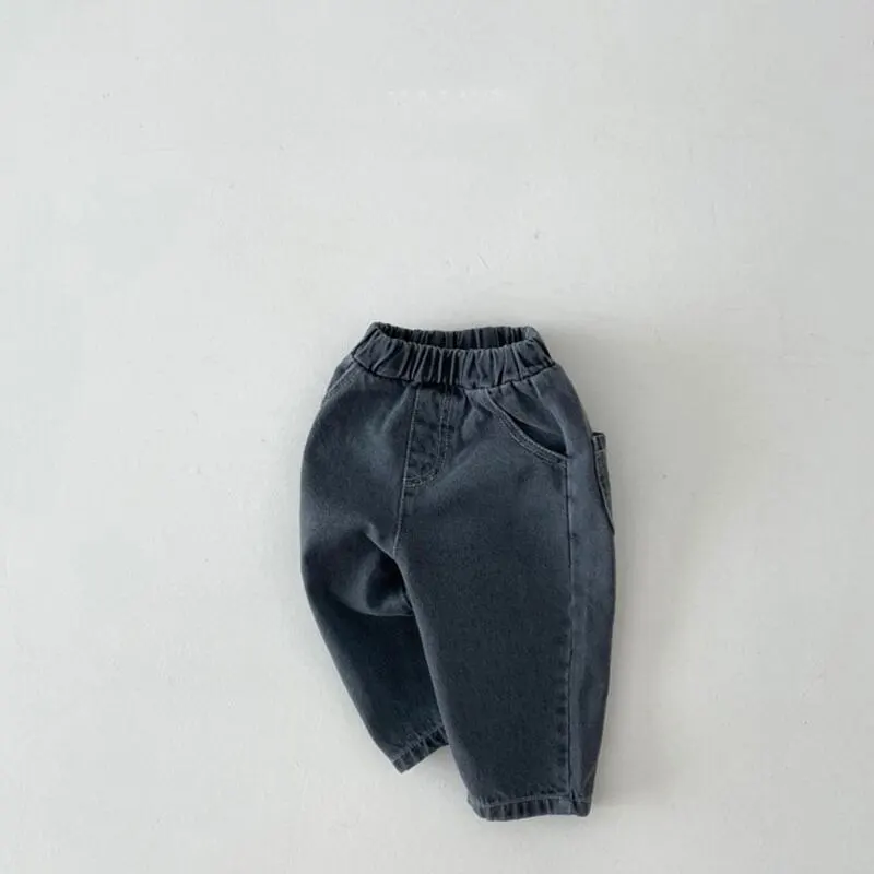 【73-100cm】新作 ポッケット付きコットンベビーデニムパンツ