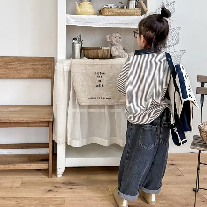 【80-130】春新作ストライプダブルブレストシャツ