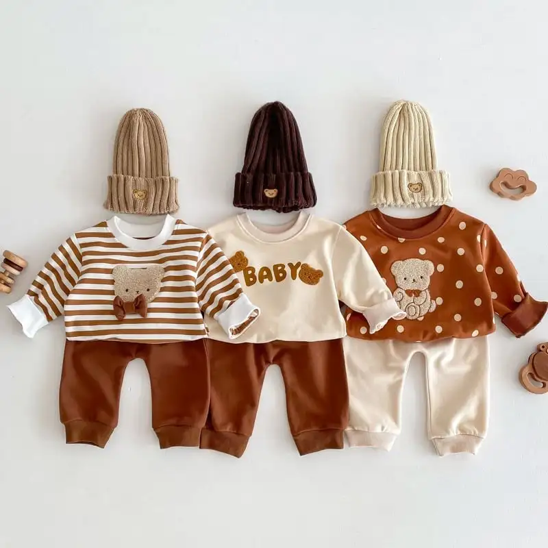 【73-110】2点セット オシャレ クマ ベビー 可愛い セットアップ