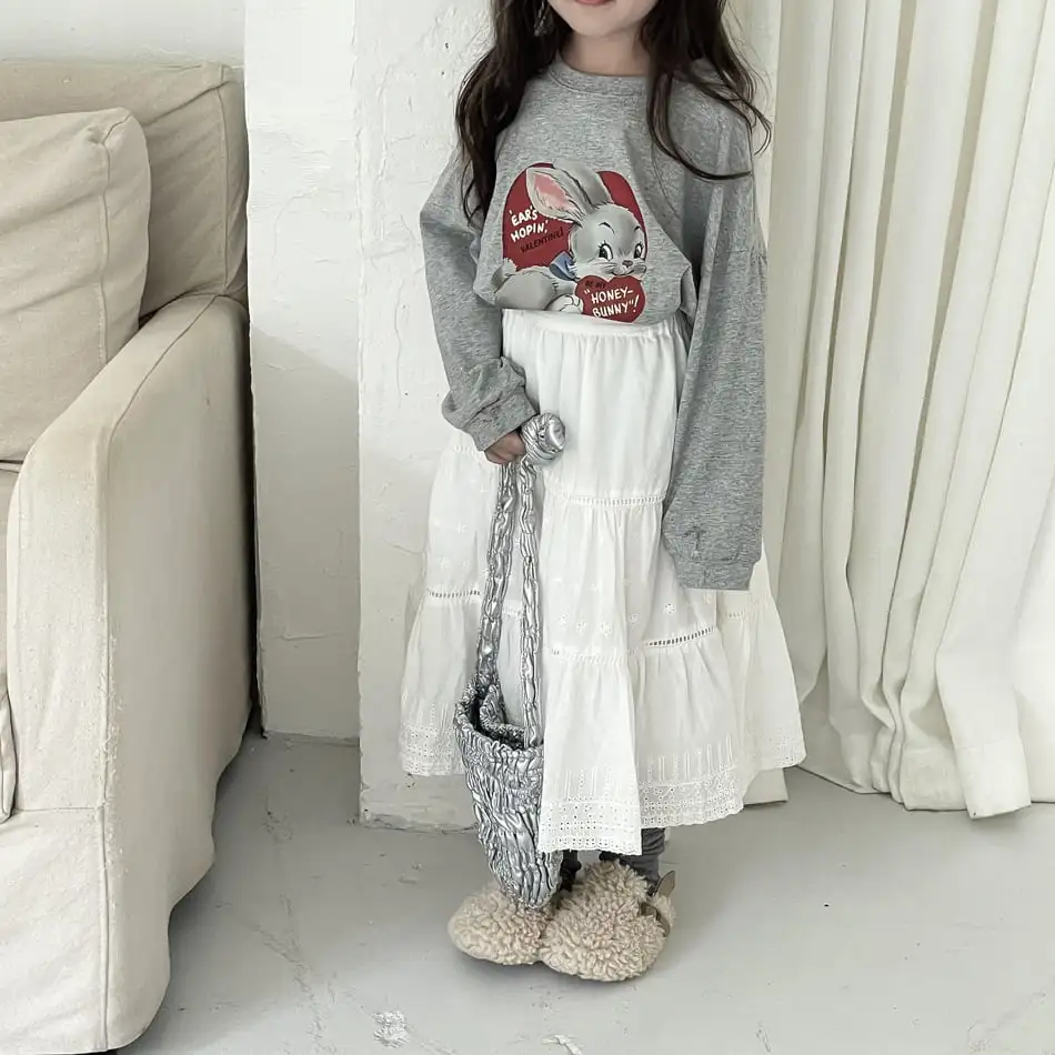 【90-140cm】フレンチ レトロ レース 刺繍 Aライン スカート