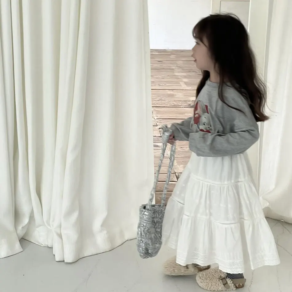 【90-140cm】フレンチ レトロ レース 刺繍 Aライン スカート