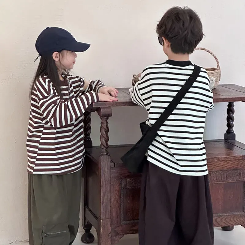 【90-140cm】ハーフ ジップ ボーダー 長袖 Ｔシャツ