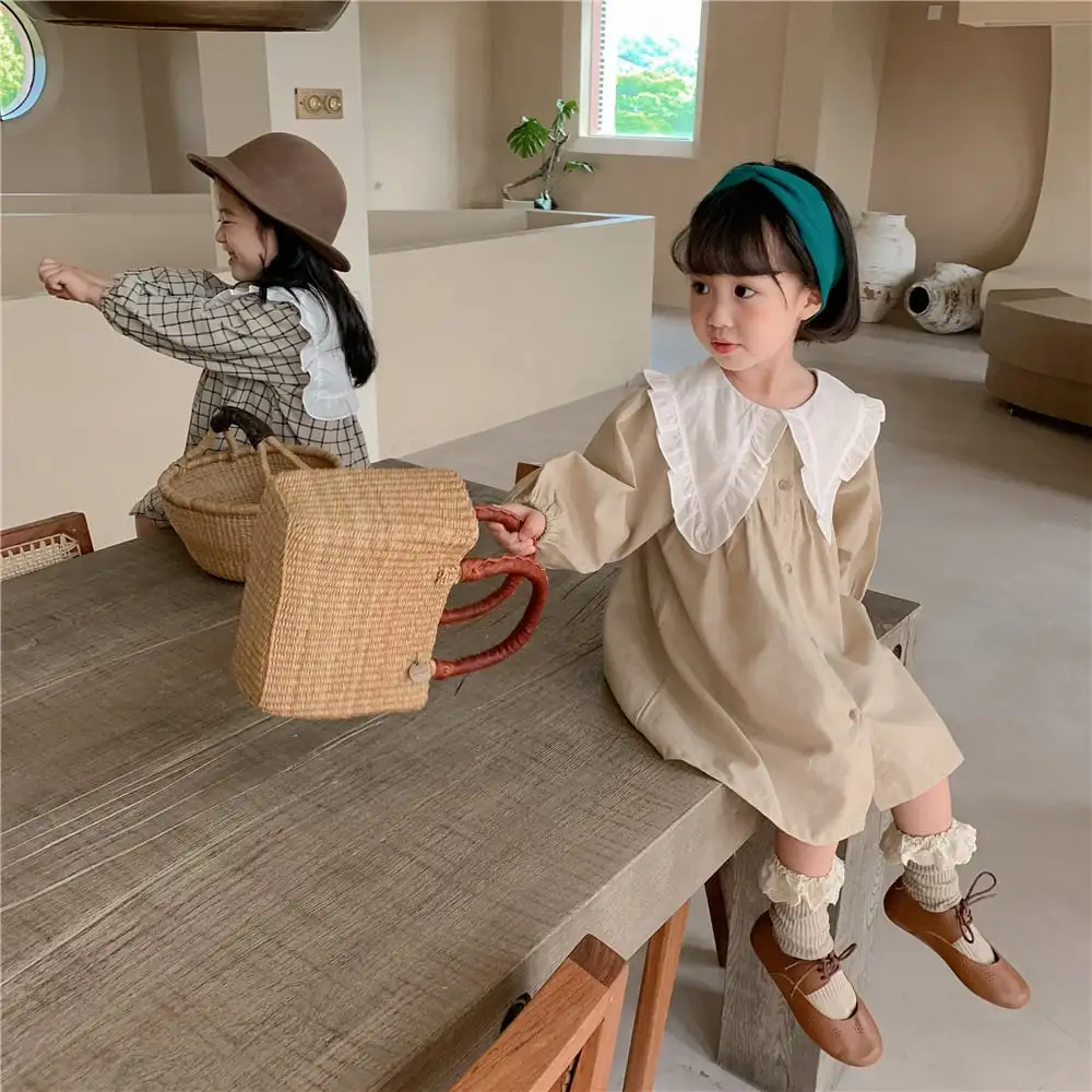 【80-130】春新作 デカ襟 Aライン ワンピース