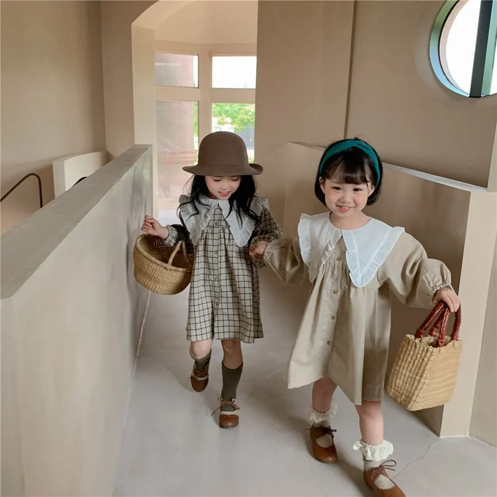 【80-130】春新作 デカ襟 Aライン ワンピース