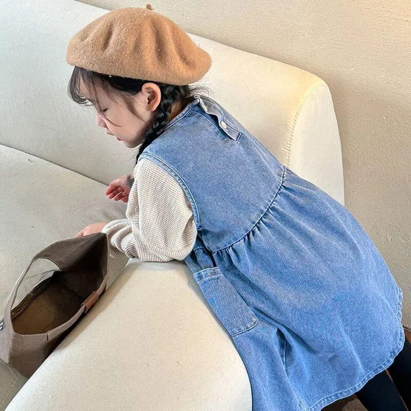 【80-150cm】春新作 ポケット付き ノースリーブ ワンピース