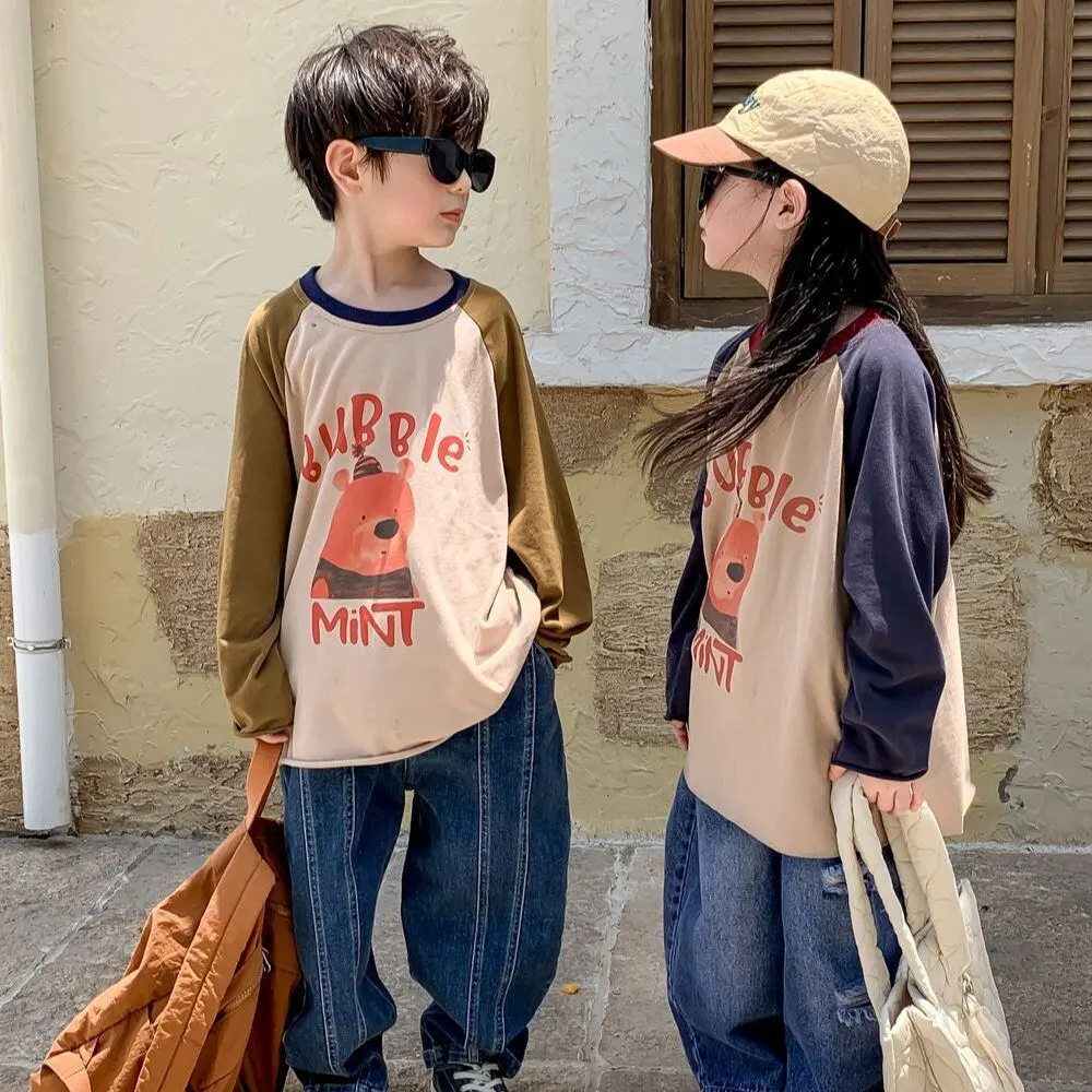 【90-150cm】春新作 ラウンドネック カジュアル Ｔシャツ