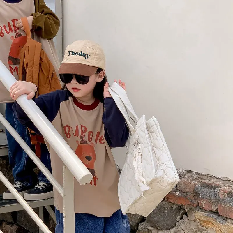 【90-150cm】春新作 ラウンドネック カジュアル Ｔシャツ