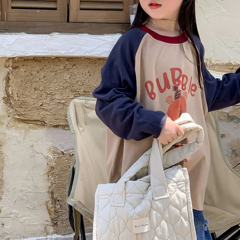 【90-150cm】春新作 ラウンドネック カジュアル Ｔシャツ