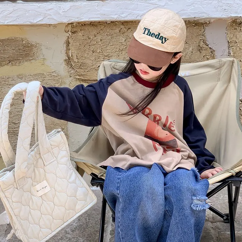 【90-150cm】春新作 ラウンドネック カジュアル Ｔシャツ