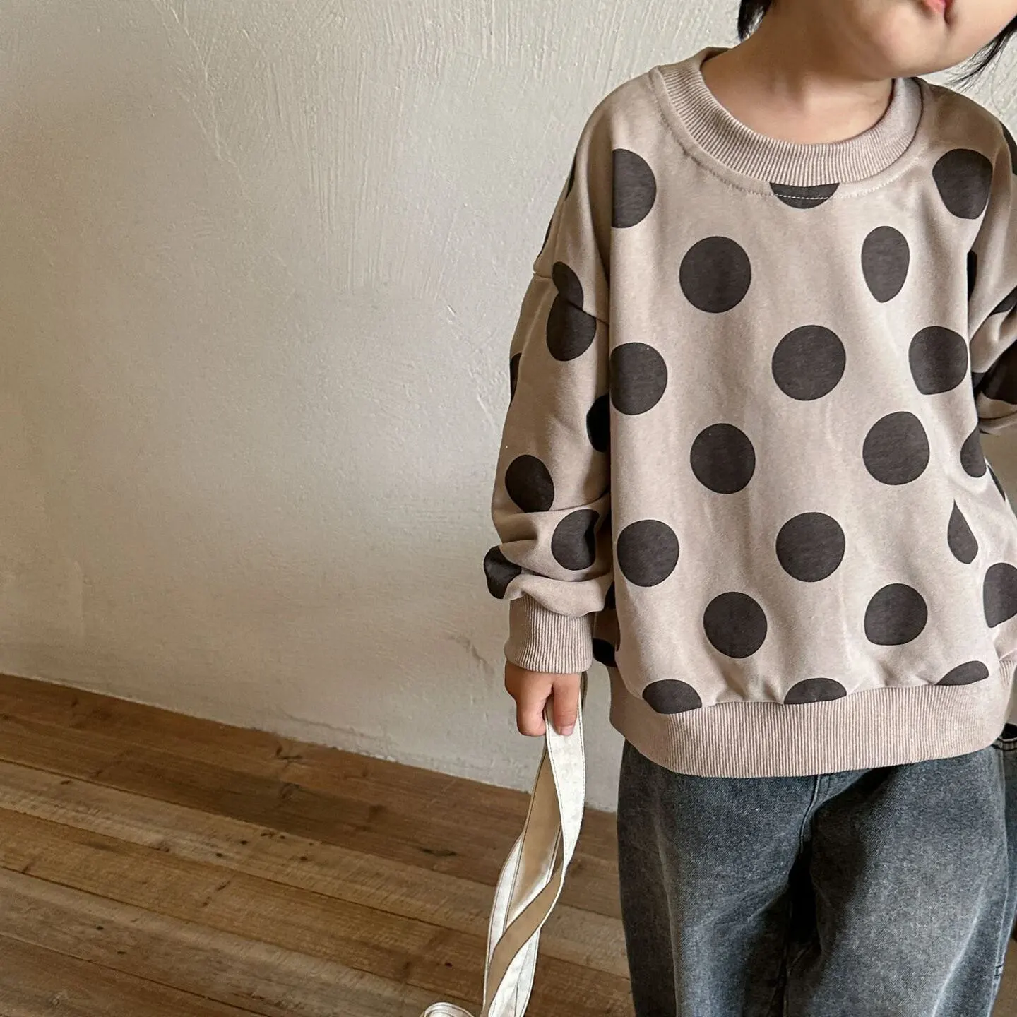 【80-150cm】春新作 カジュアル 水玉 トレーナー