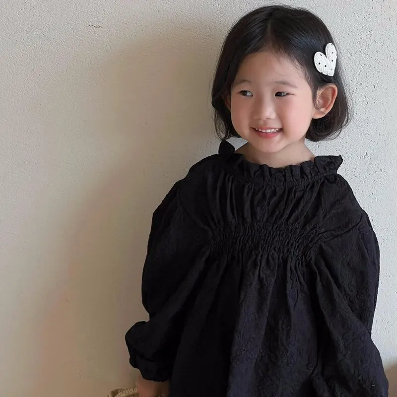 【80-140】春新作つる柄刺繍レースキュートブラウス
