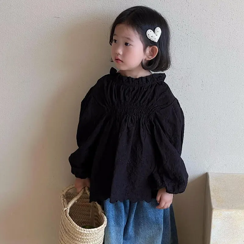 【80-140】春新作つる柄刺繍レースキュートブラウス