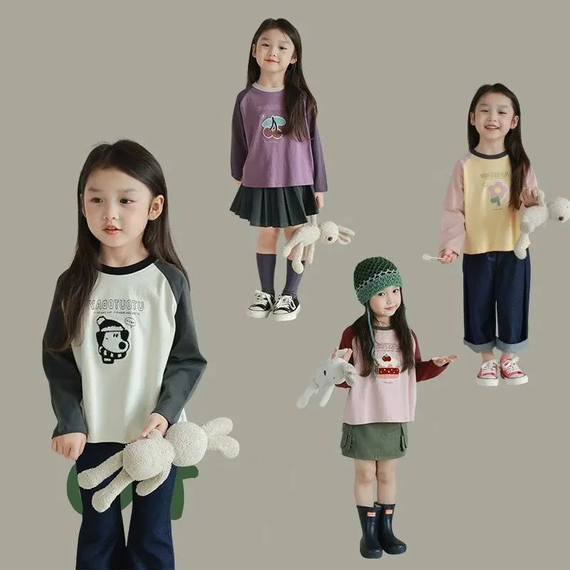【90-140】モコモコ柄キャンディー色ラグラン長袖Ｔシャツ