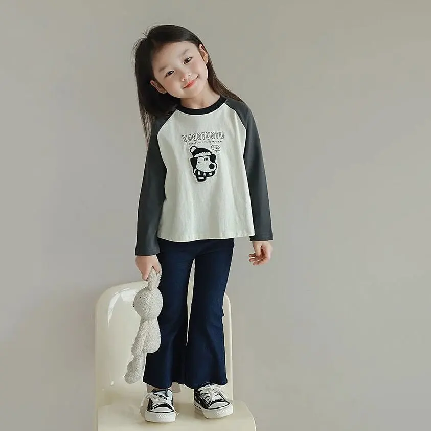 【90-140】モコモコ柄キャンディー色ラグラン長袖Ｔシャツ