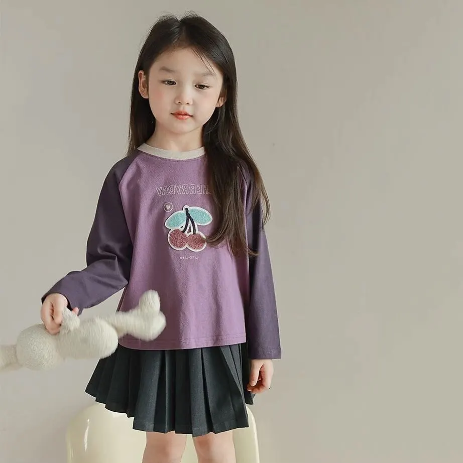 【90-140】モコモコ柄キャンディー色ラグラン長袖Ｔシャツ
