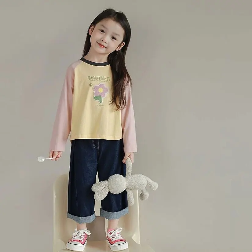 【90-140】モコモコ柄キャンディー色ラグラン長袖Ｔシャツ