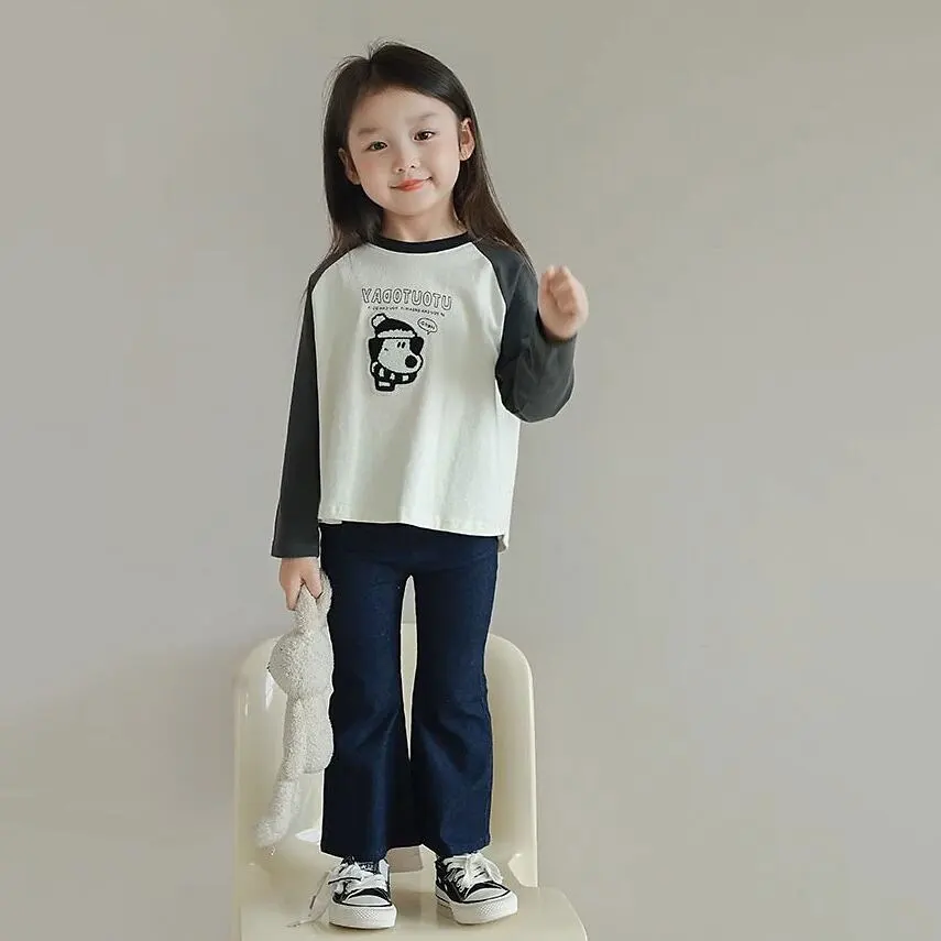 【90-140】モコモコ柄キャンディー色ラグラン長袖Ｔシャツ