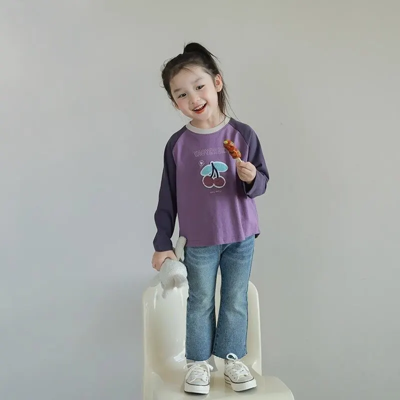 【90-140】モコモコ柄キャンディー色ラグラン長袖Ｔシャツ