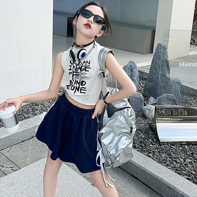 【120-170cm】単品注文 人気高い プリント ファッション カジュアル フェミニン ノースリーブ 2点セット
