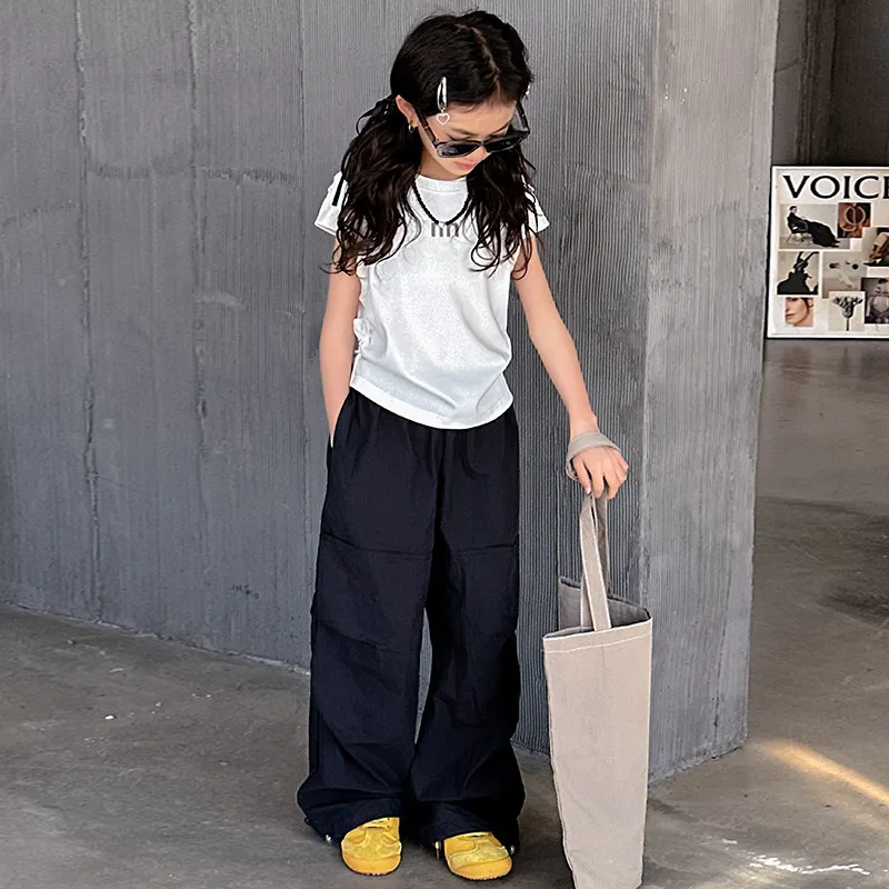 【120-170cm】単品注文 2色選べる 人気高い 女の子 夏 韓国風 子供 半袖 Tシャツ 洋風 カジュアル 2点 セットアップ