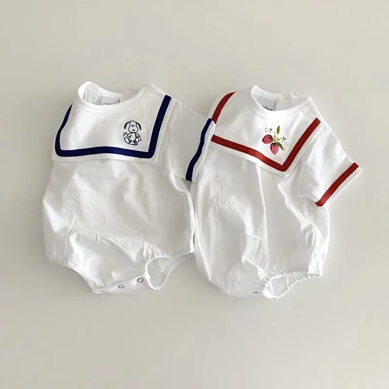 【66-90cm】二色選べ 韓国で人気爆発 快適な肌触り カートゥーン 刺繡 半袖 ベビー 赤ちゃん ロンパース