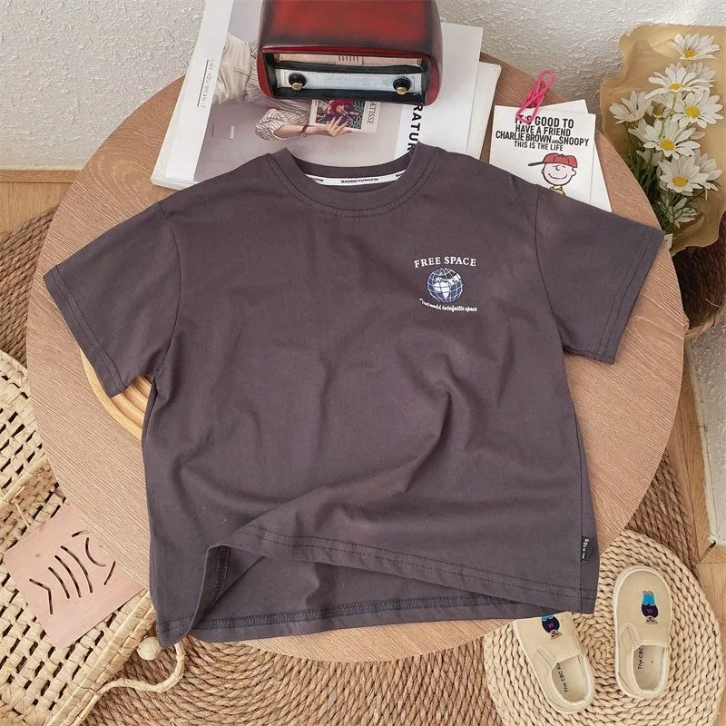 【90-140cm】全4色 夏を楽しむ カートゥーン プリント 半袖 スポーツ ストリート系 Tシャツ