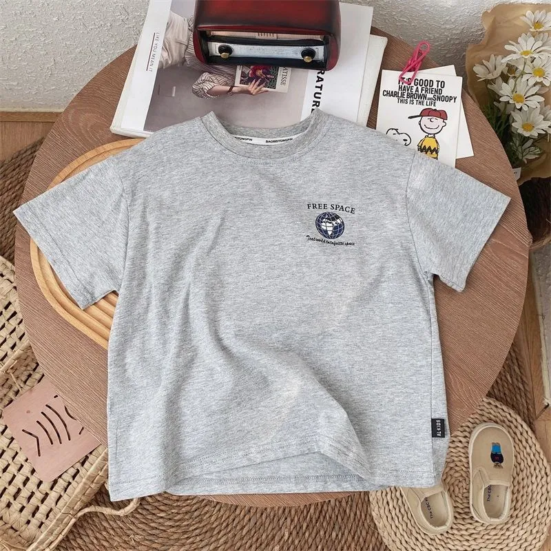 【90-140cm】全4色 夏を楽しむ カートゥーン プリント 半袖 スポーツ ストリート系 Tシャツ