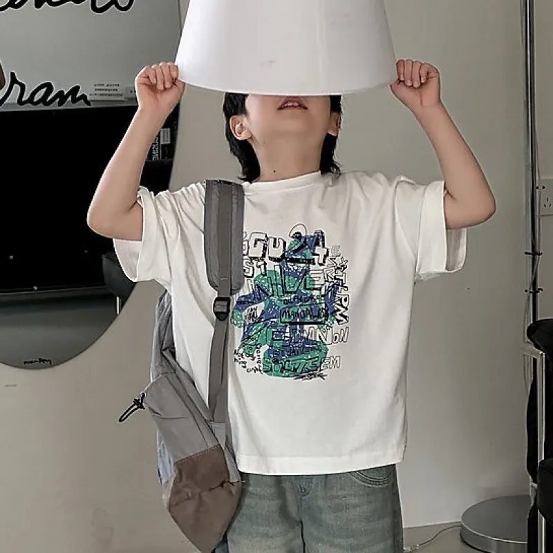 【100-160cm】品質のいい新品 心地よい カジュアル カートゥーン プリント 半袖 男の子 Tシャツ トップス