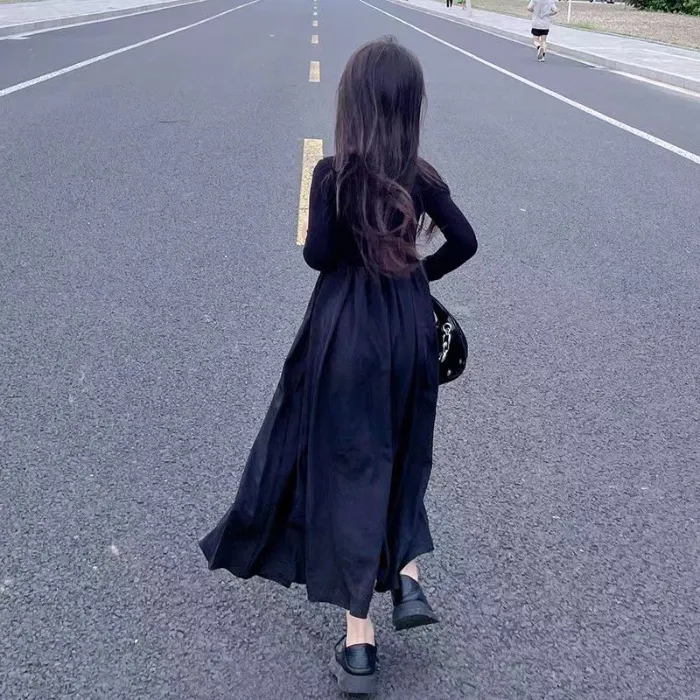 【110-170cm】超人気商品  おしゃれ  カジュアル  モード  きれいめ  女の子  長袖 ワンピース