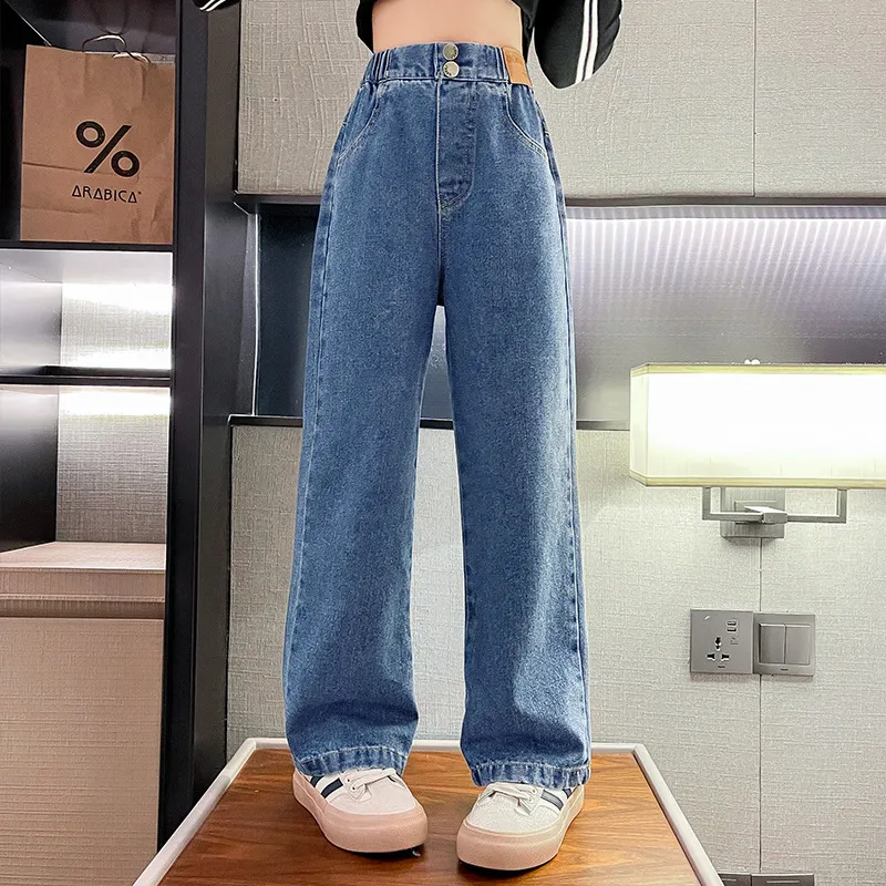 【120-170cm】超人気商品  合わせやすい  おしゃれ  ファッション  女の子  デニム  ワイドパンツ