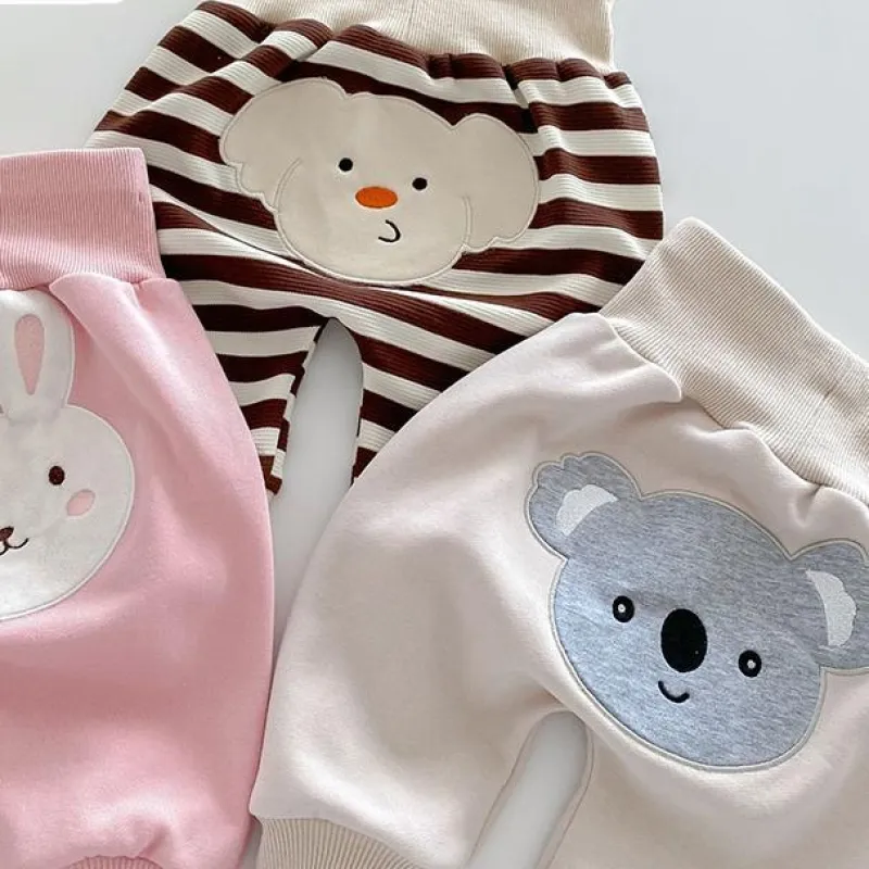 【73-110cm】三色選べ 人気高い 新登場 柔らかい カートゥーン 刺繍 切り替え ベビー服 男の子 女の子 ボトムス