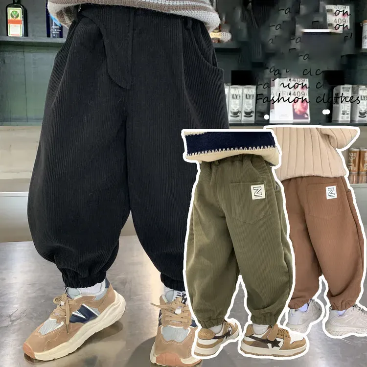 【90-150cm】3色選べる シンプル レトロ 無地 子供服 男の子 コーデュロイ パンツ ボトムス
