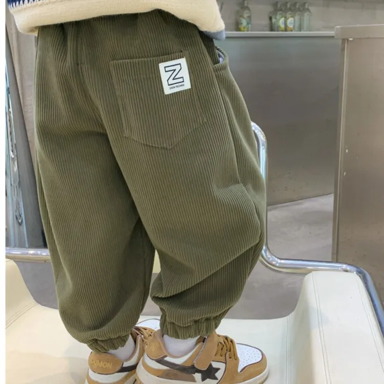 【90-150cm】3色選べる シンプル レトロ 無地 子供服 男の子 コーデュロイ パンツ ボトムス