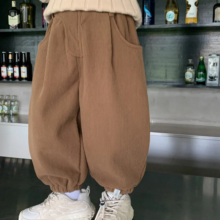 【90-150cm】3色選べる シンプル レトロ 無地 子供服 男の子 コーデュロイ パンツ ボトムス