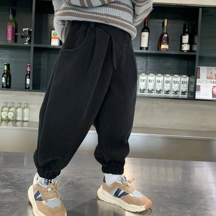 【90-150cm】3色選べる シンプル レトロ 無地 子供服 男の子 コーデュロイ パンツ ボトムス