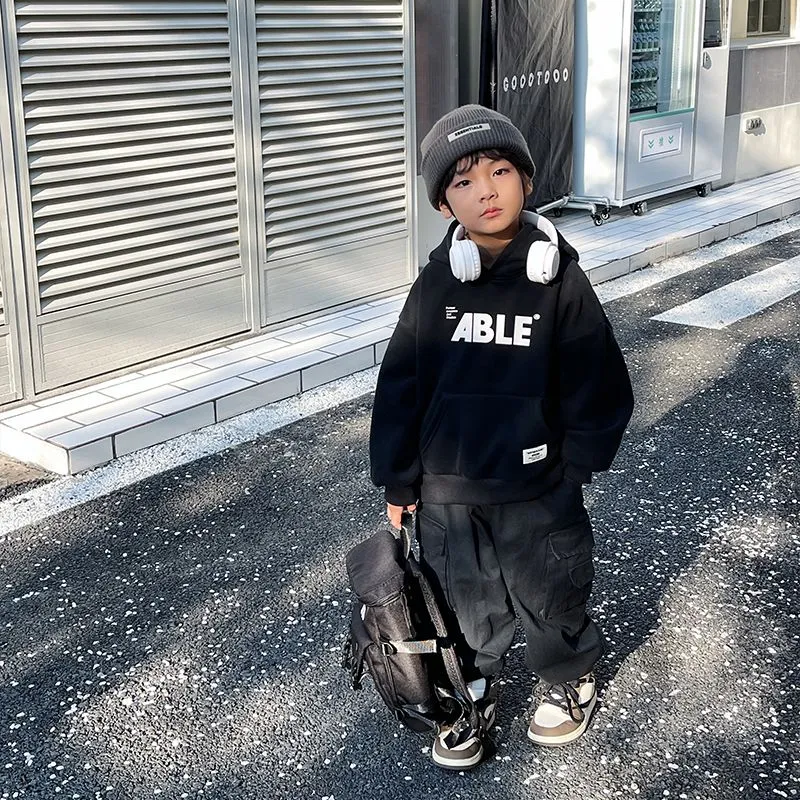 【110-160cm】二色選べ 新品殺到 超人気 カジュアル アルファベット 配色 長袖 男の子 パーカー トップス