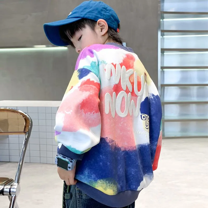【110-170cm】ハンサム 男の子 スウェット シャツ 春秋 落書き シンプル 子供 トップス