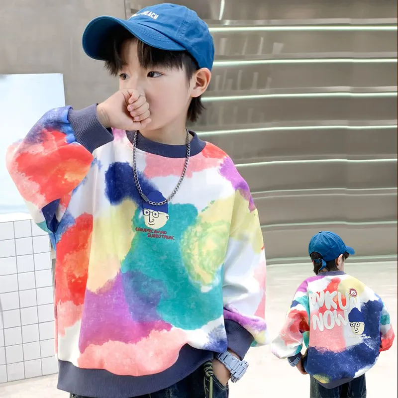 【110-170cm】ハンサム 男の子 スウェット シャツ 春秋 落書き シンプル 子供 トップス
