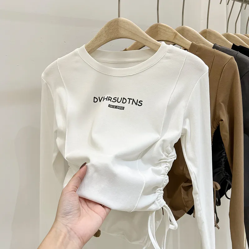 【110-170】デザイン感 おしゃれ ダンス アルファベット シャーリング 春 秋 子供服 女の子 キッズ ジュニア トップス 長袖 Ｔシャツ